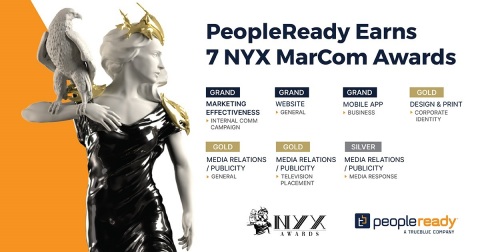 In recognition of its innovation and creativity in connecting people and work, staffing leader PeopleReady received seven NYX MarCom Awards presented by the International Awards Associate (IAA). (Graphic: Business Wire)